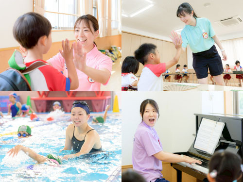 川越白ゆり幼稚園の職員と生徒