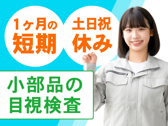 1ヶ月の短期　土日祝休み　小部品の目視検査
