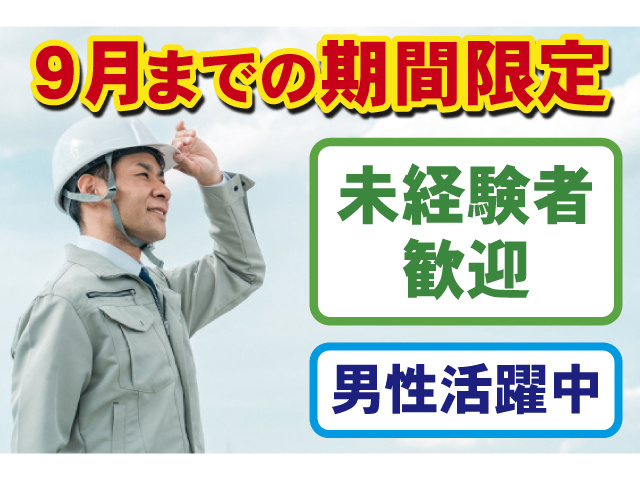9月までの期間限定 未経験者歓迎 男性活躍中