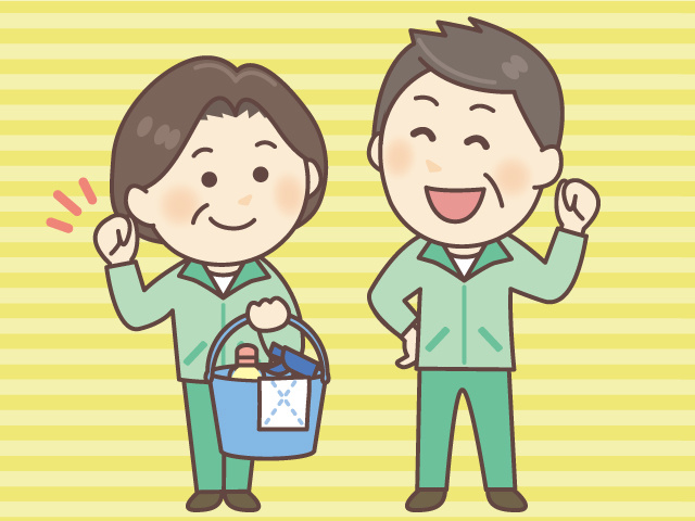 シニア清掃スタッフのイラスト