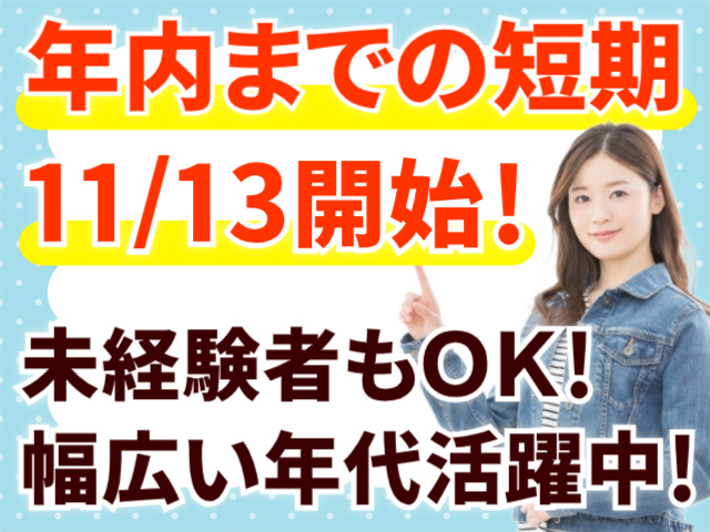 年内までの短期！11/13開始/未経験者もOK/幅広い年代活躍中