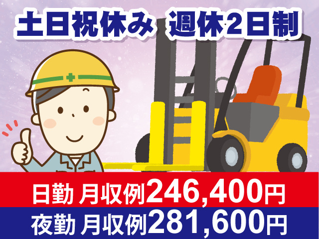週休2日のシフト制　日勤／月収246,400円　夜勤／月収281,600円