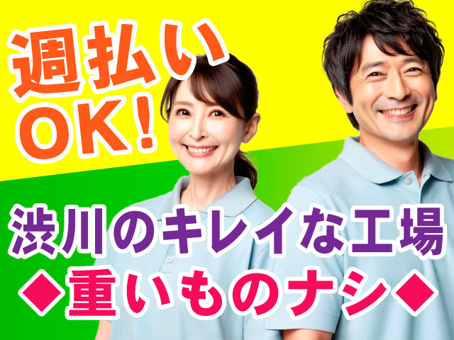 週払いOK！渋川のキレイな工場／重いものナシ