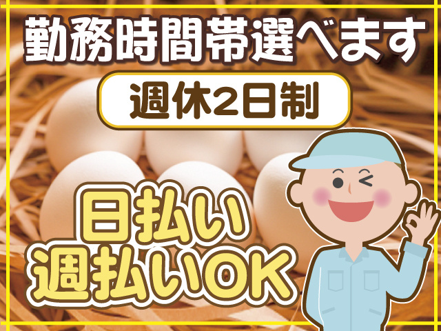 日払い週払いOK、勤務時間選べる、週休2日制