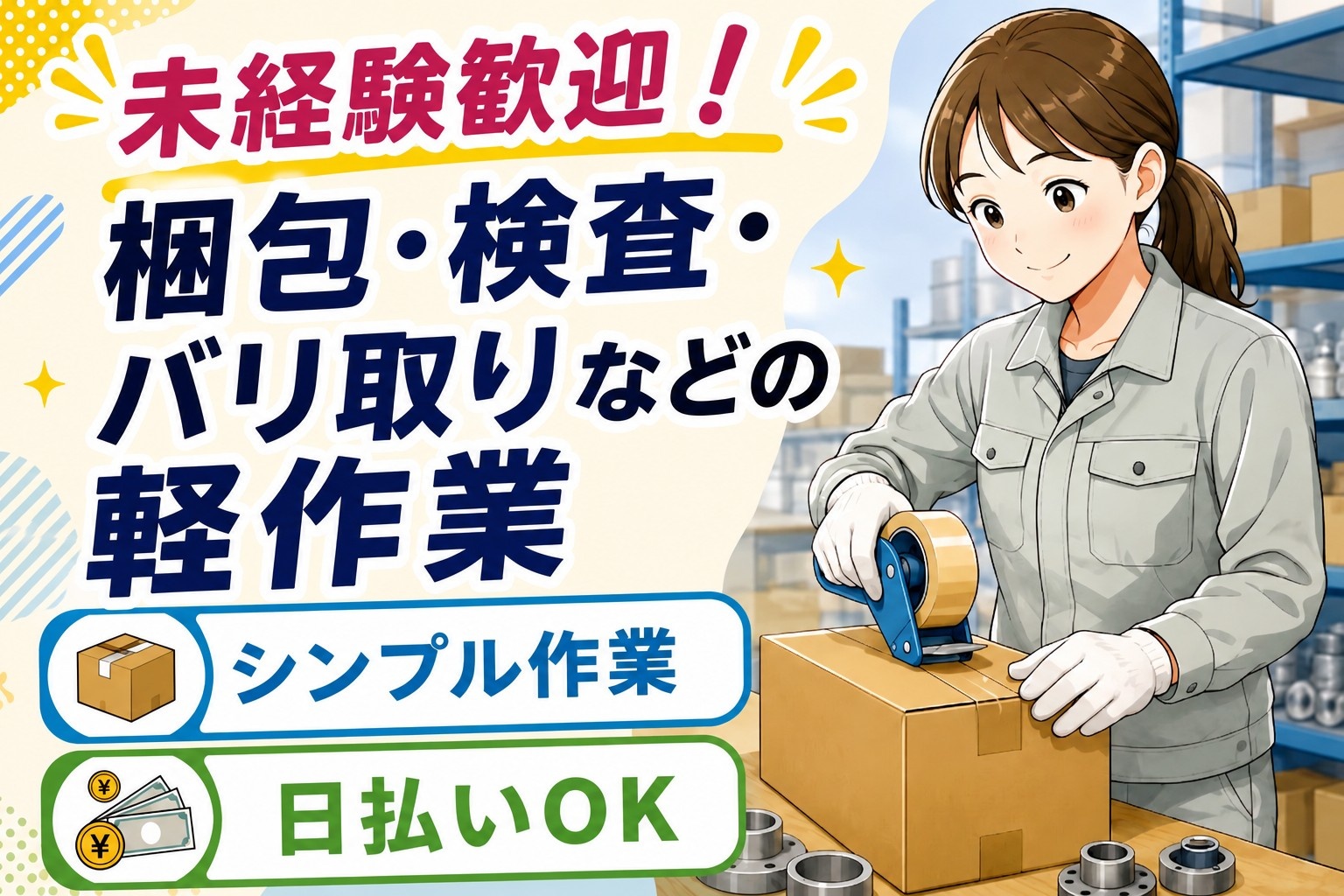梱包・検査・バリ取りなどの軽作業