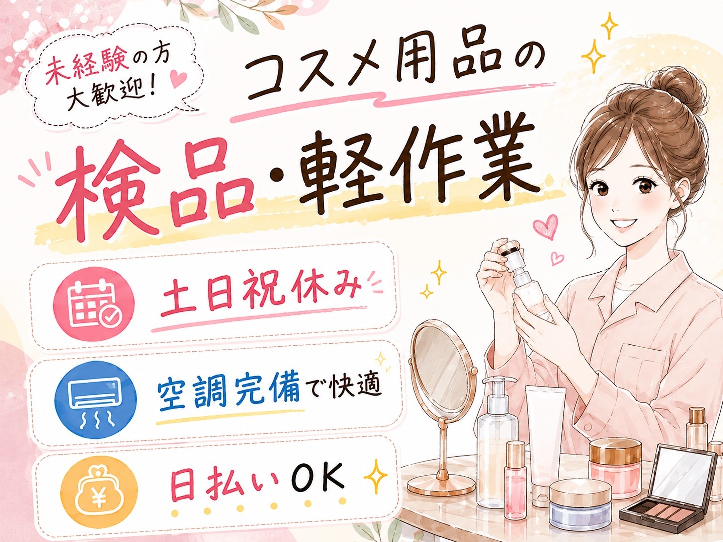 コスメ用品の検品・軽作業