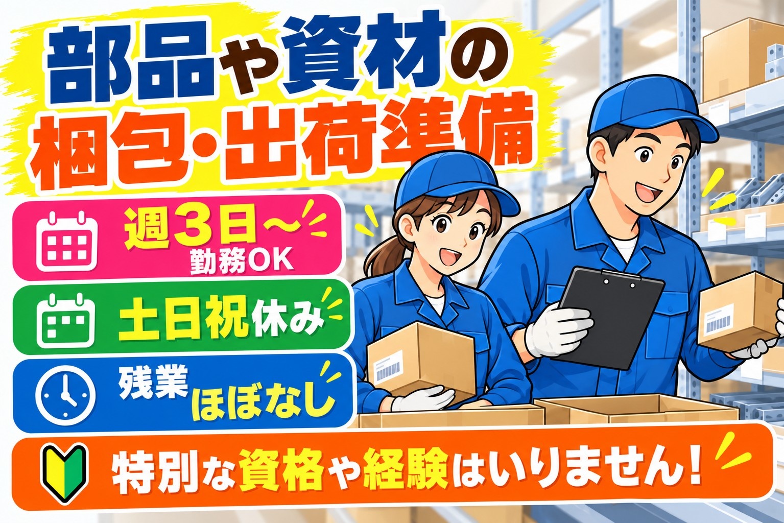 部品や資材の梱包・出荷準備