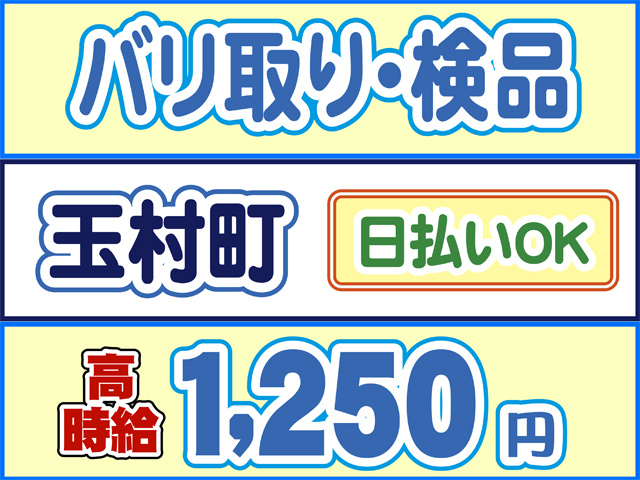 バリ取り・検品、玉村町、日払いOK、高時給1250円