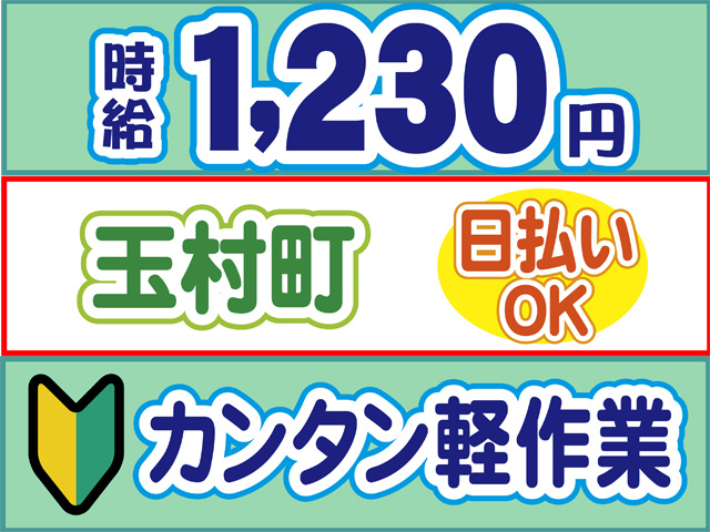 時給1230円、玉村町、日払いOK、カンタン軽作業