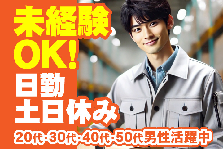 未経験OK　日勤　土日休み　20代、30代、40代、50代男性活躍中