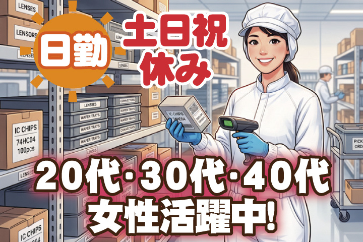 日勤 土日祝休み 20代・30代・40代女性活躍中！