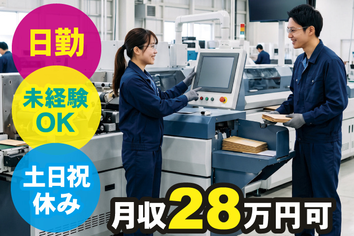未経験OK 日勤 土日祝休み 月収28万円可