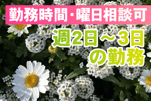 週2日から3日の勤務／午前のみOK／午後のみOK／未経験歓迎