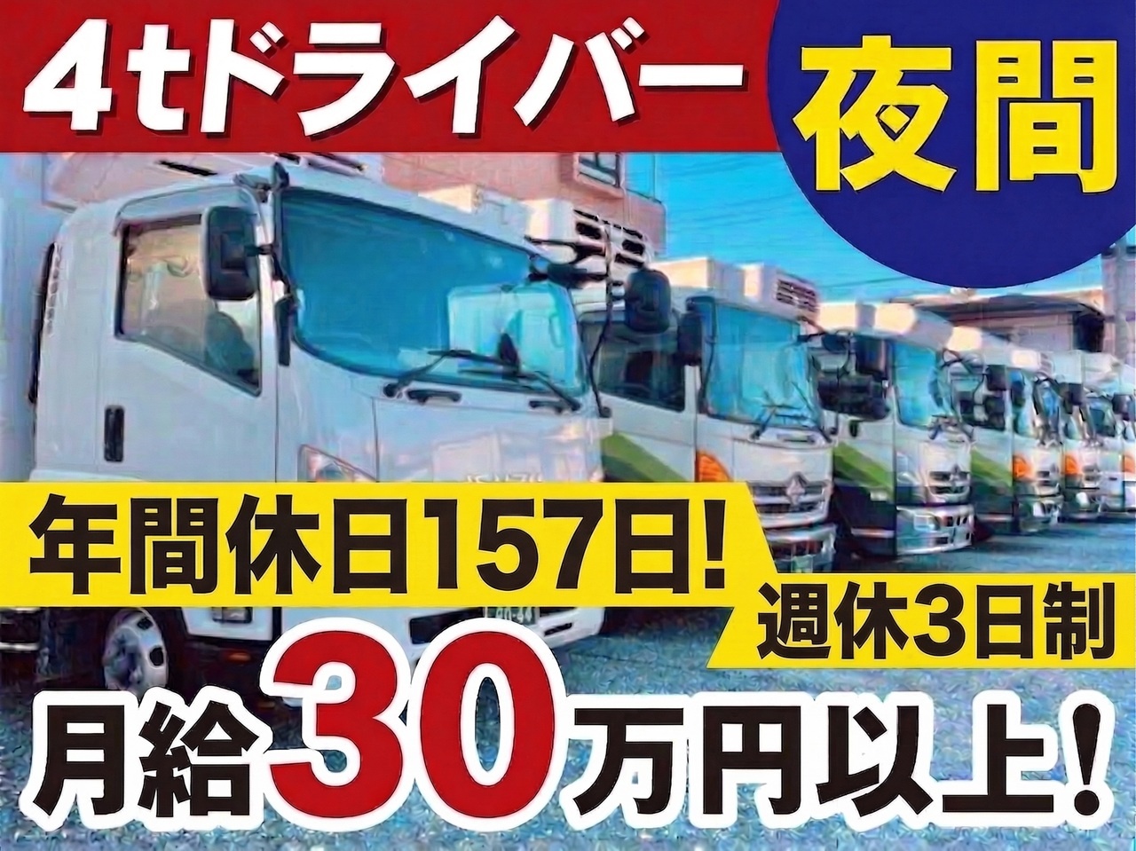 並んでいる4ｔトラック