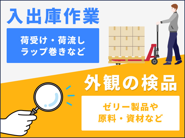 製品や原料の検品や入出庫作業