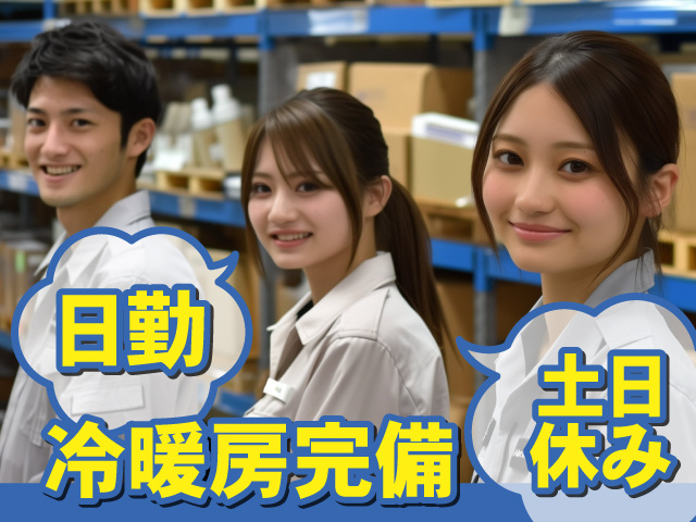 軽量部品の出荷準備作業／ピッキング・ラベル貼り　冷暖房完備　日勤　土日休み