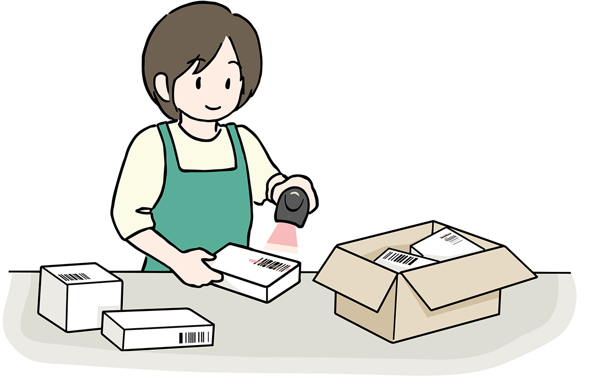女性スタッフが梱包・検品している様子