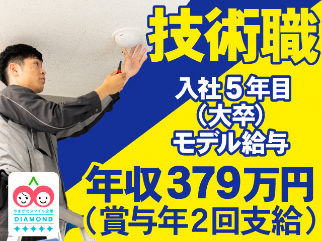 技術職　入社5年目(大卒)モデル給与　年収379万円(賞与年2回支給)