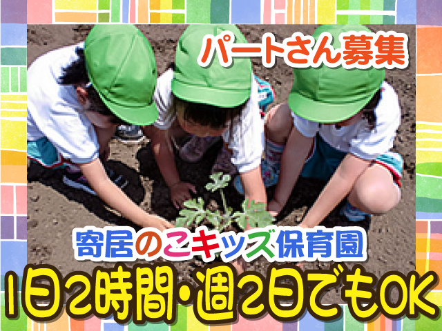 パートさん募集、寄居のこキッズ保育園、1日2時間・週2日でもOK
