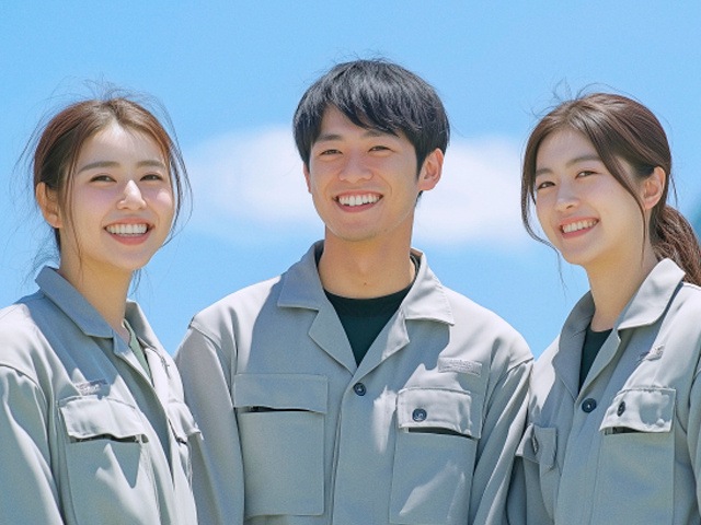 3人男女作業スタッフ