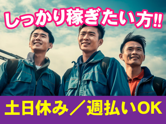 しっかり稼ぎたい方!!土日休み／週払いOK