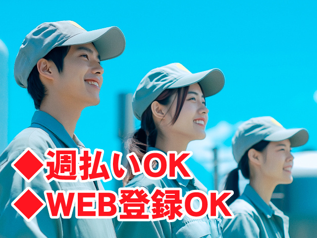 製造スタッフ男女　◆週払いOK　◆WEB登録OK