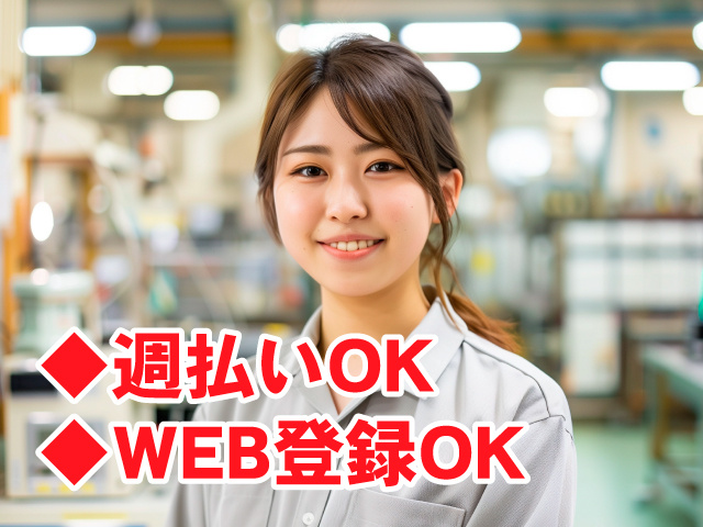 製造スタッフ女　◆週払いOK　◆WEB登録OK