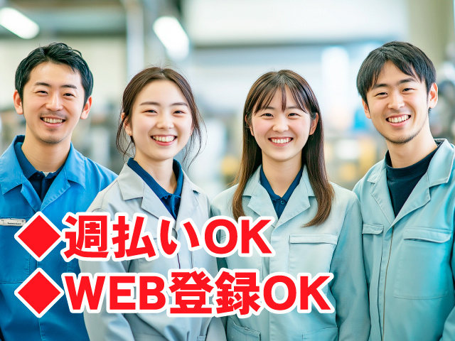 製造スタッフ男女　◆週払いOK　◆WEB登録OK