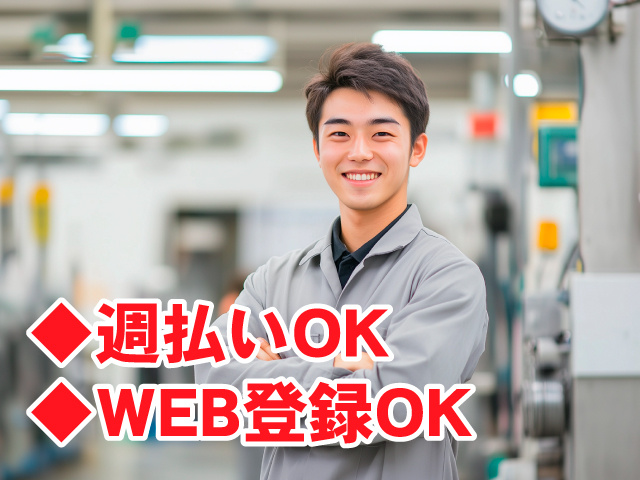 製造スタッフ男　◆週払いOK　◆WEB登録OK