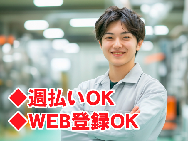 製造スタッフ男　◆週払いOK　◆WEB登録OK
