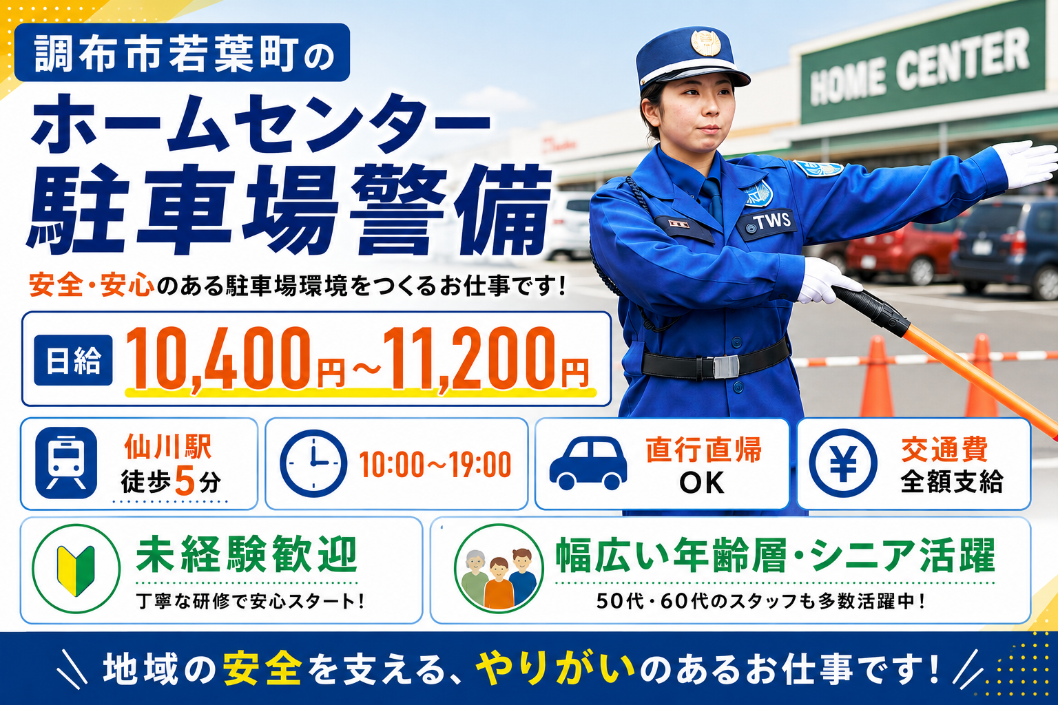 府中市のホームセンター駐車場警備スタッフ