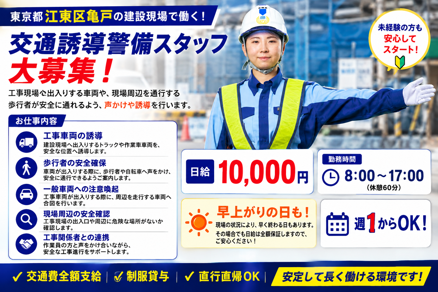 亀戸新築工事現場交通誘導アルバイトパート