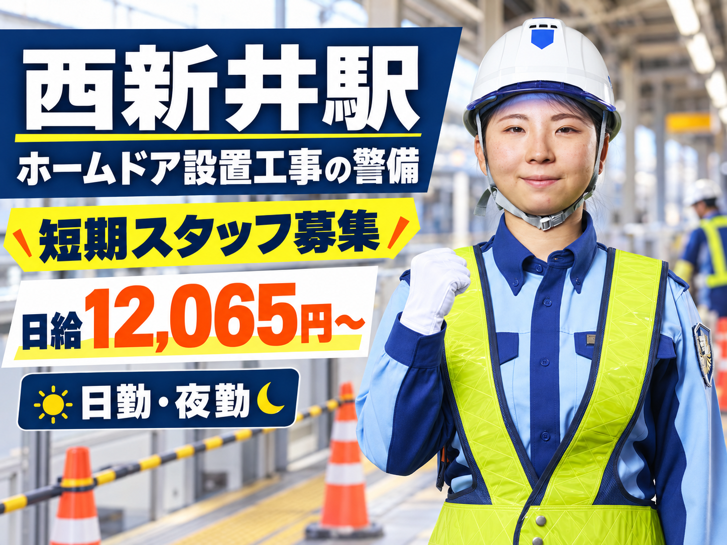 西新井駅ホームドア設置工事に伴う警備スタッフ