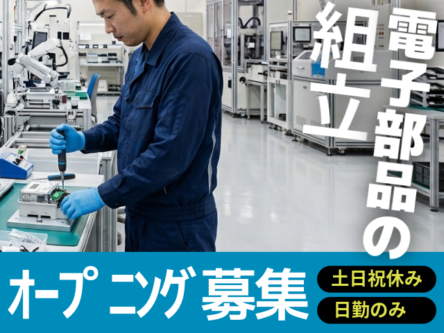 電子部品の組立　未経験歓迎　土日祝休み　日勤のみ