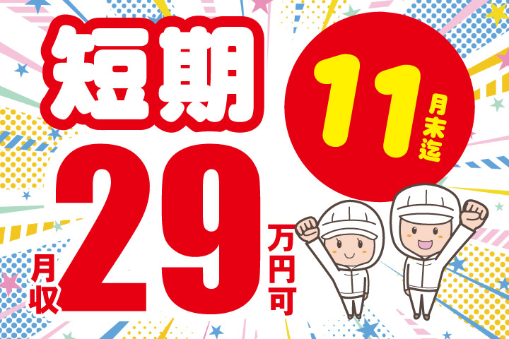 短期11月末まで！月収29万円可