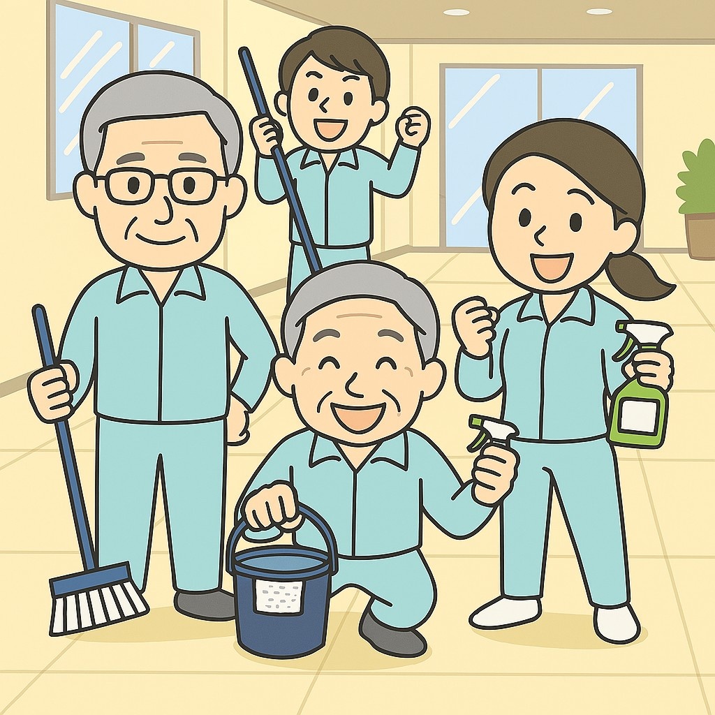清掃スタッフ　男女　イラスト