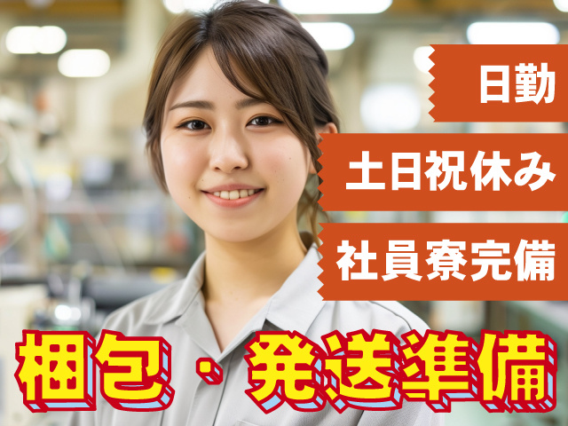 日勤　土日祝休み　社員寮完備　梱包・発送準備