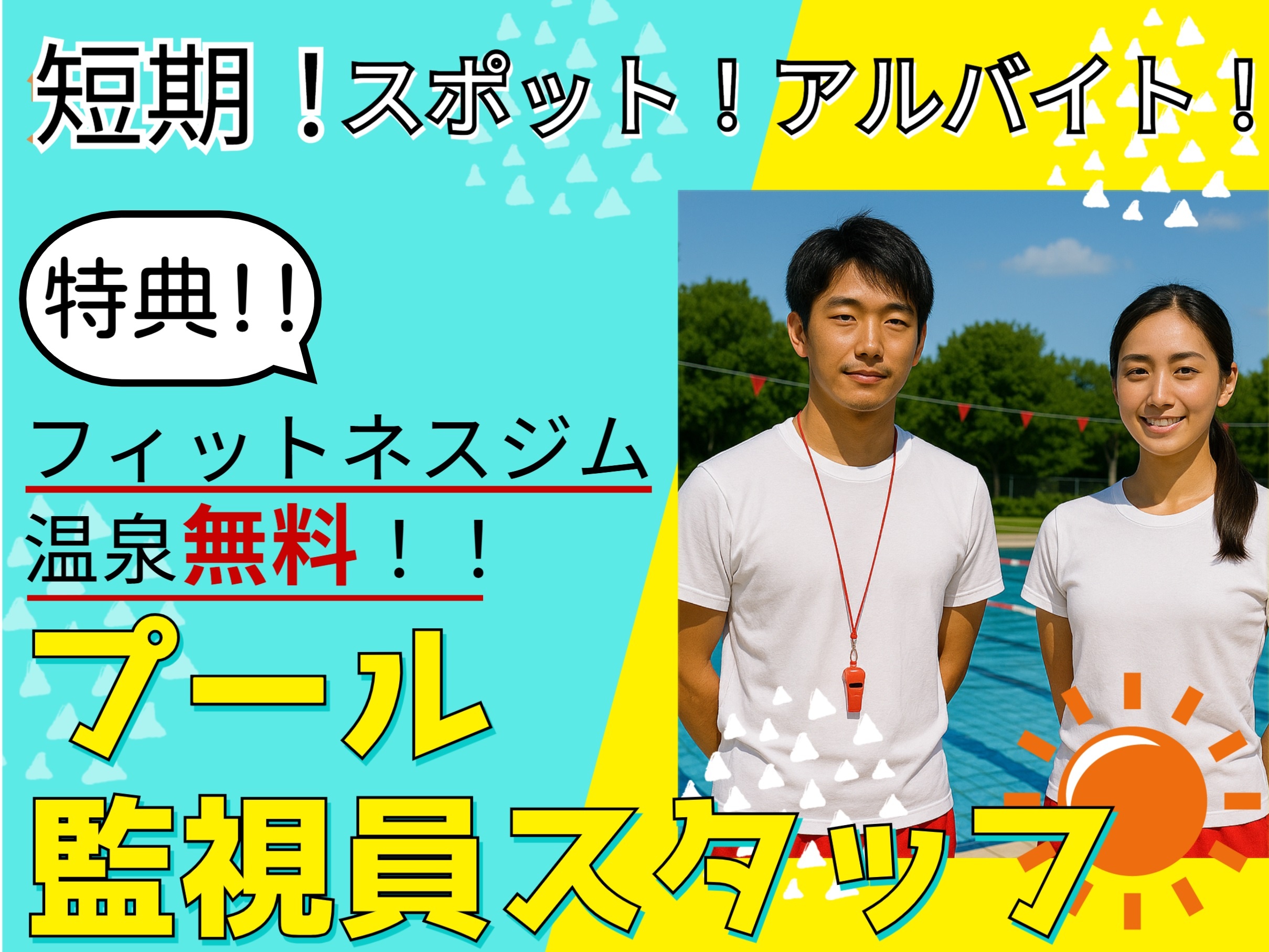 プール監視員の男女