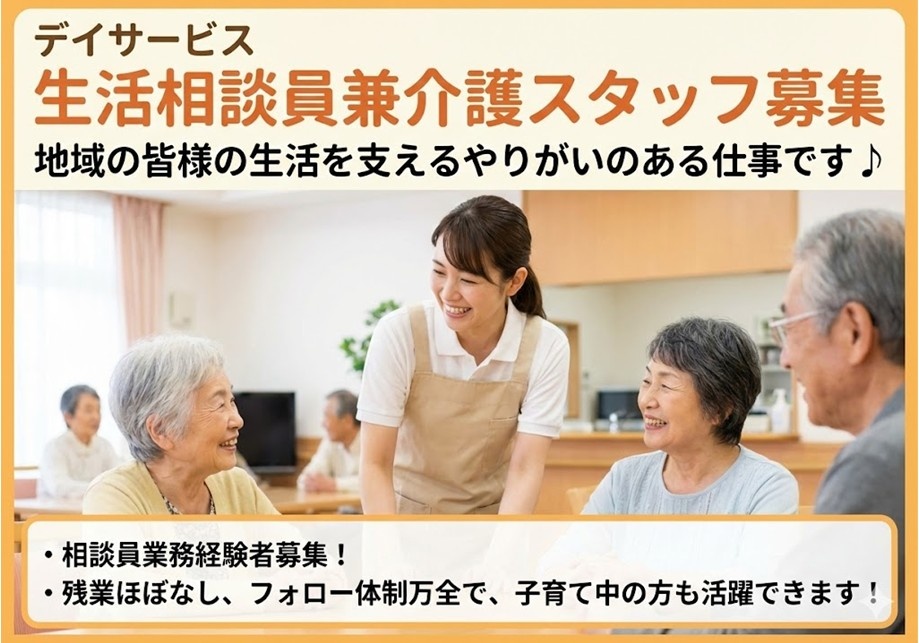 デイサービス　生活相談員兼介護スタッフ募集　経験者募集