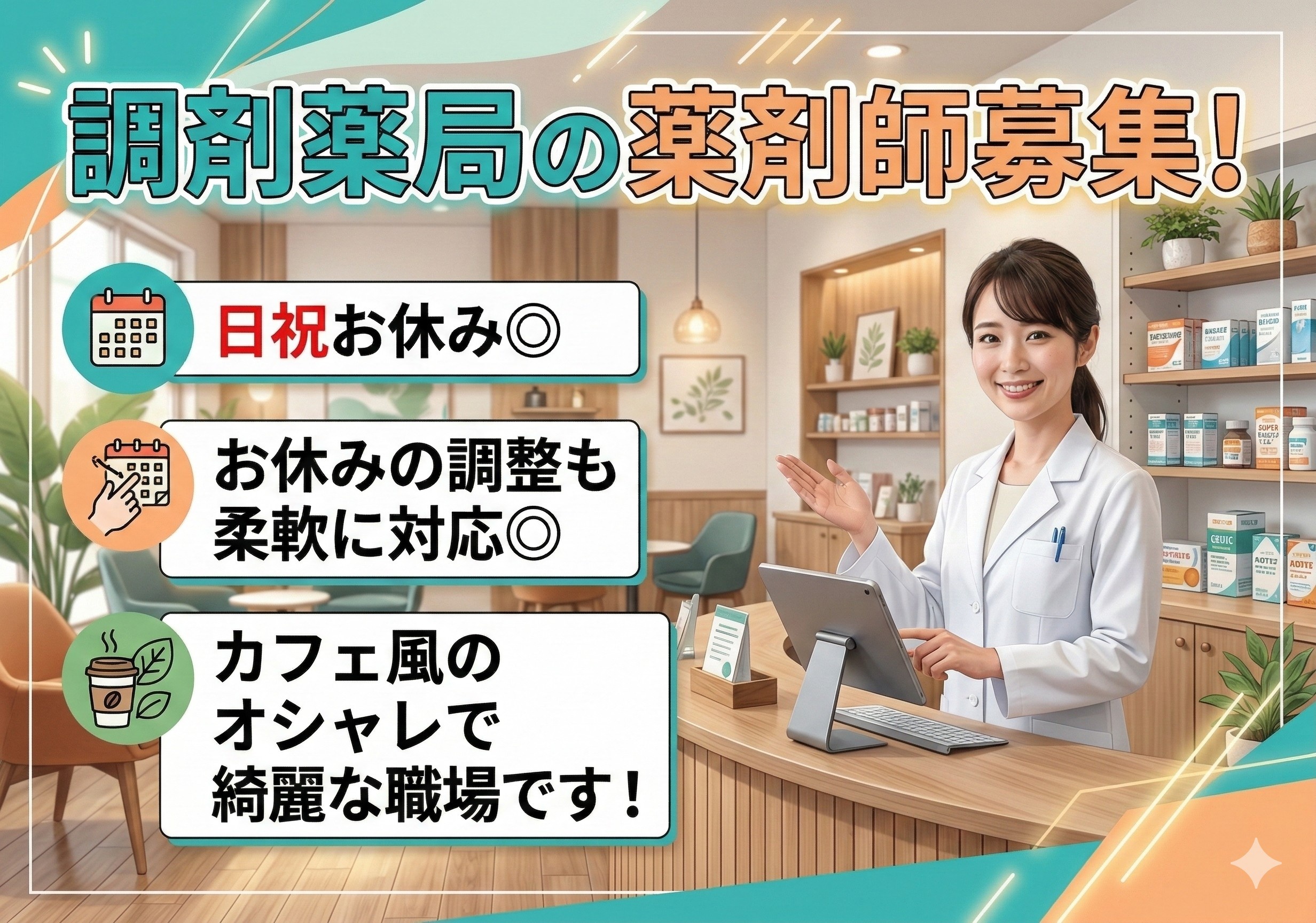 調剤薬局の薬剤師募集！お休みの調整も柔軟に対応します！
