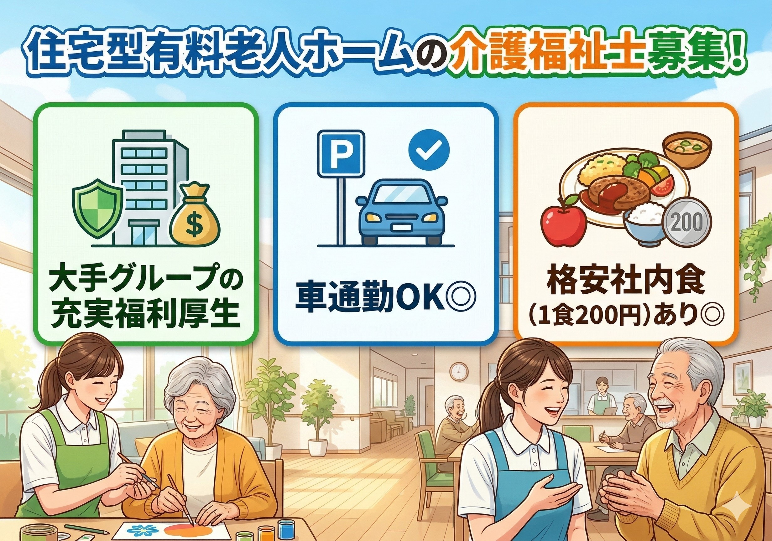 住宅型有料老人ホームの介護福祉士募集！大手グループなので福利厚生が充実！
