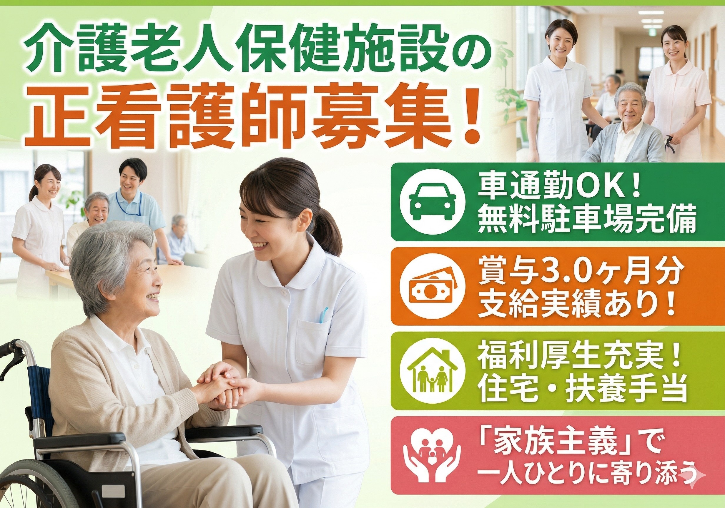 介護老人保健施設の正看護師募集！福利厚生充実！賞与計3ヶ月分支給実績あり！