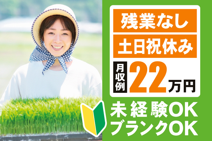 残業なし　土日祝休み　月収例22万円　未経験OK　ブランクOK