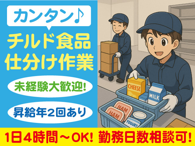 仕分け作業を行う男性のイラスト