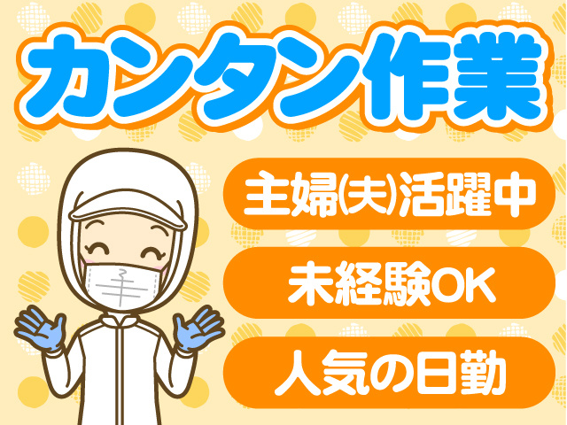 カンタン作業　主婦(夫)活躍中　未経験OK　人気の日勤　クリーンスーツの女性