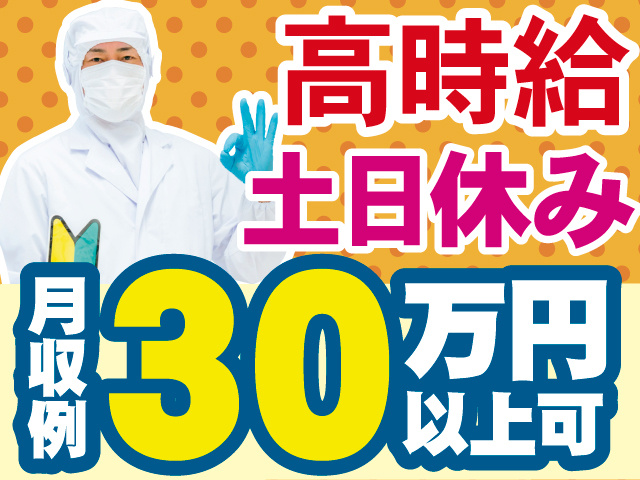 高時給　土日休み　月収例30万円以上可