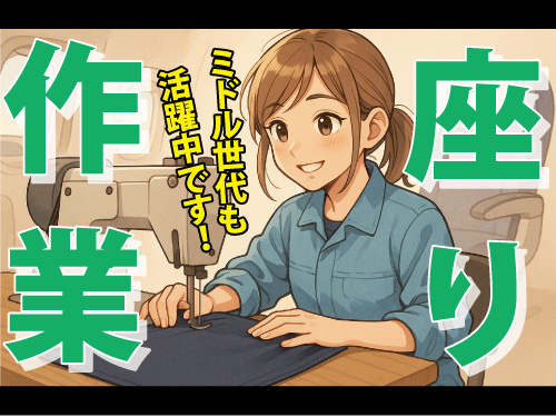 ミシンを使った縫製作業／ミドル世代も活躍中／長期休暇もあり／座り作業