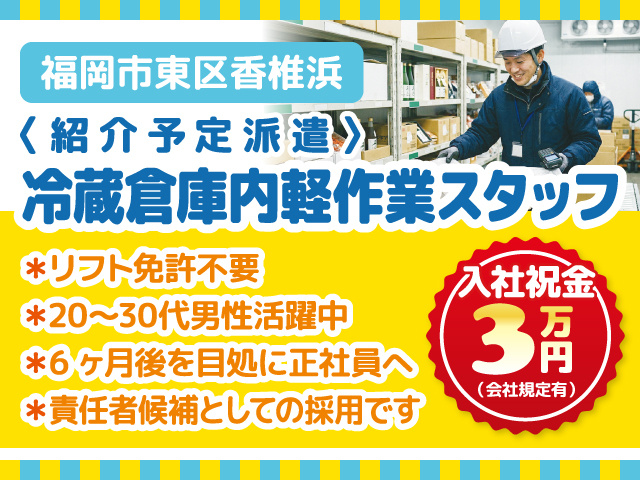 冷蔵倉庫内軽作業スタッフ