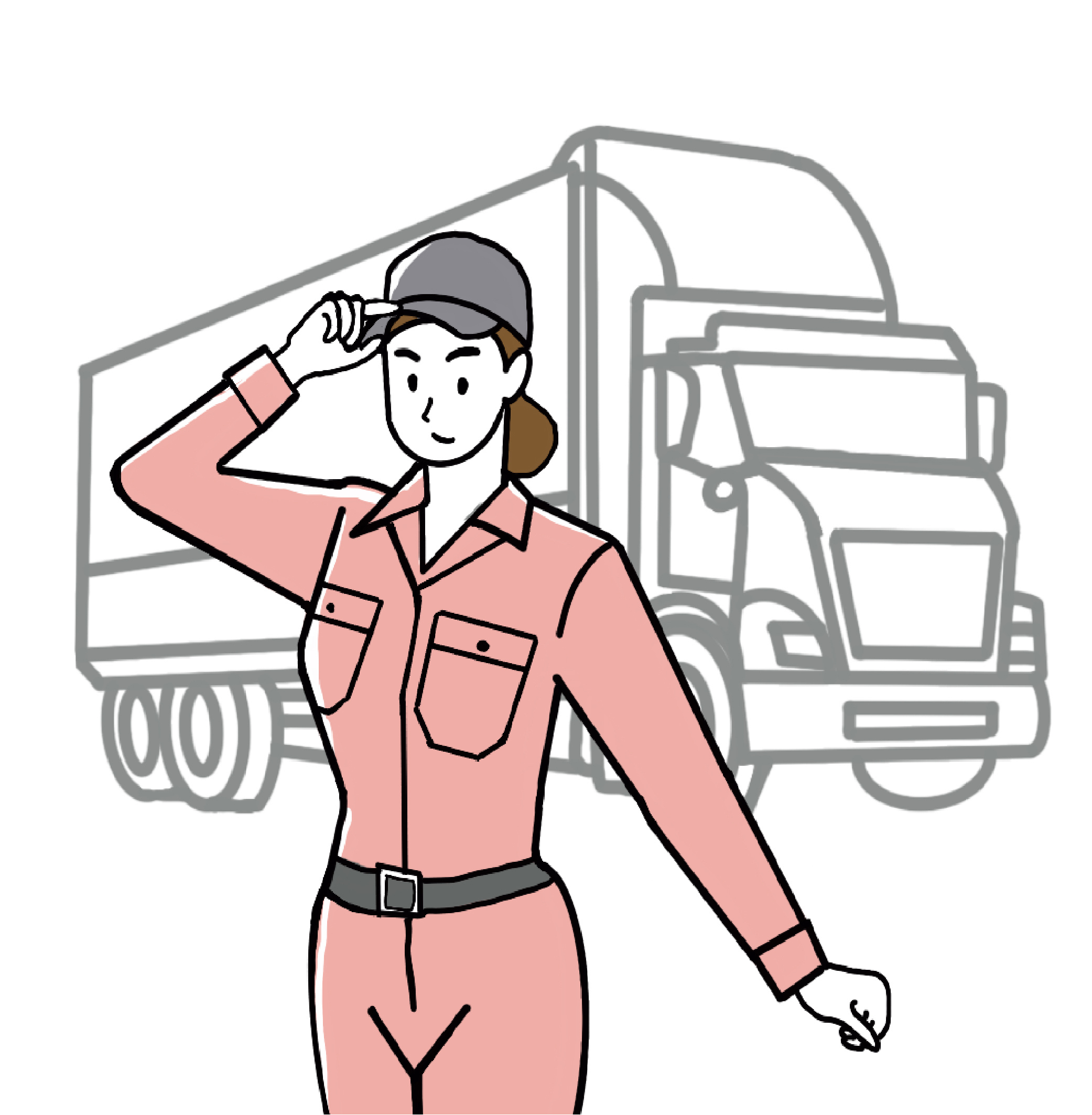 トラック運転手　女性　イラスト