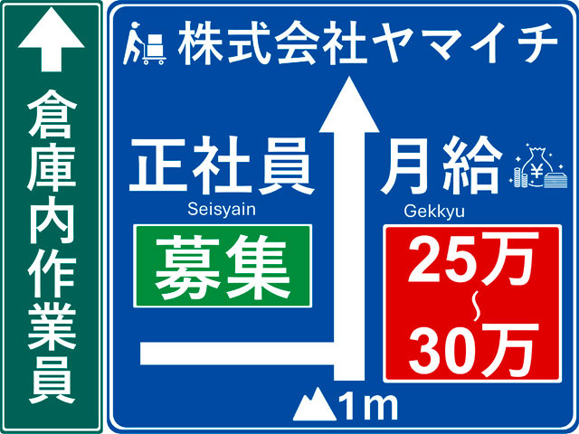 株式会社ヤマイチ　倉庫内作業員　正社員募集　月給25万円～35万円